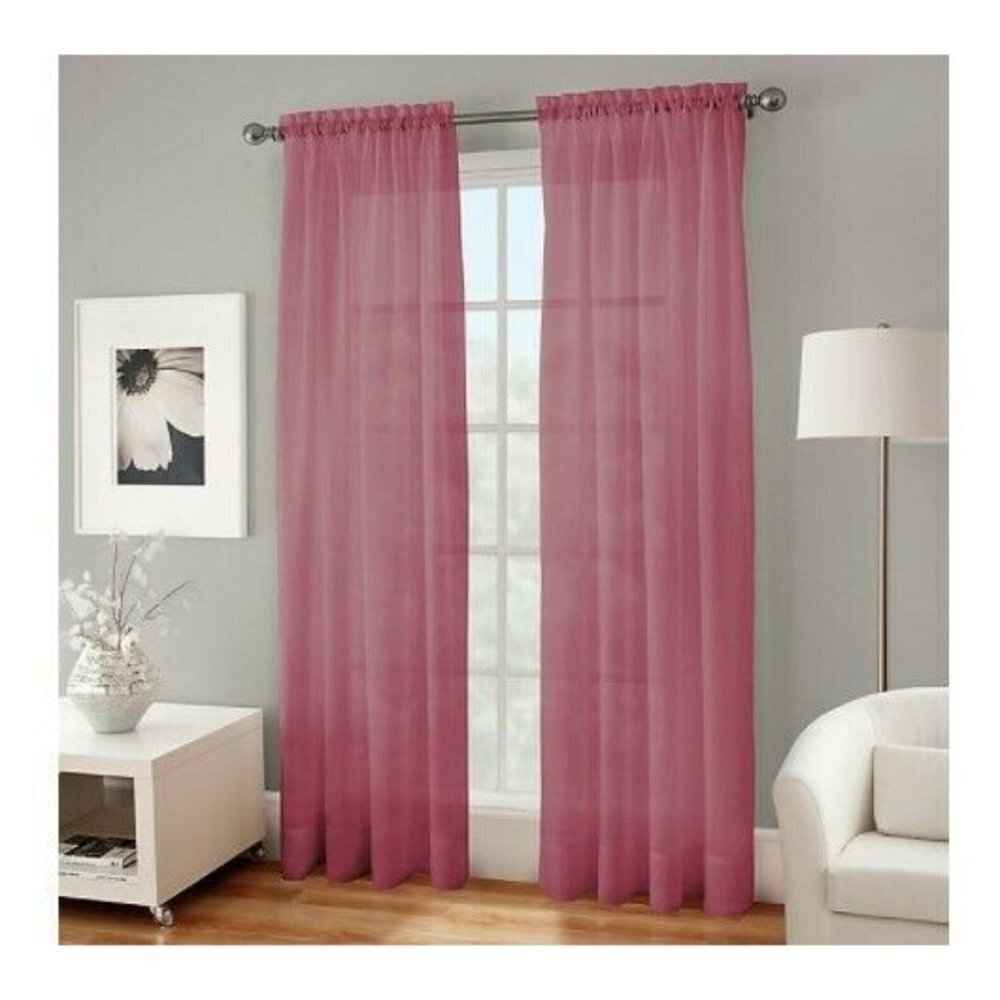 Crushed Voile Sheer - Set of 2 Rod Pocket Panels (50 in x 84 in each)